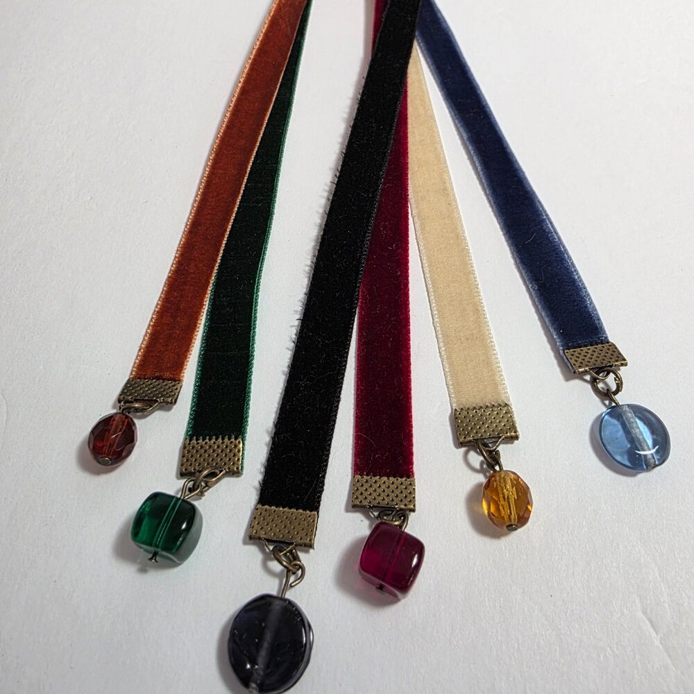 Handmade Velvet Bible Bookmark with Glass Beads & Embossed Leather Tab - Picture 7 of 10